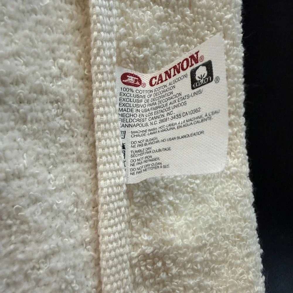 Vintage Cannon Martex Christmas Hand Towels Set 3 White‎ Cream Cotton Fringed